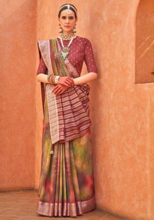 Picture of Charming Silk Dark Olive Green Saree