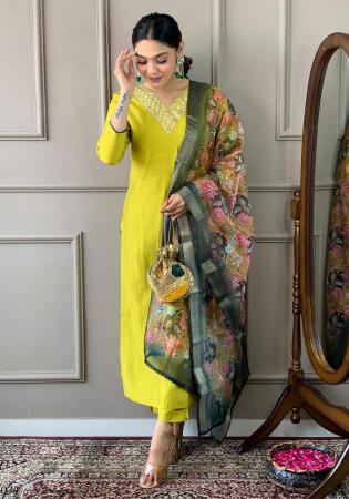 Picture of Sightly Rayon Golden Rod Readymade Salwar Kameez