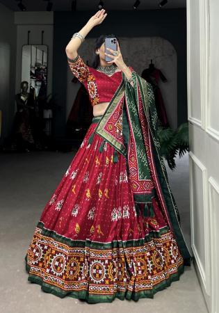 Picture of Superb Silk Fire Brick Lehenga Choli