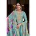 Picture of Well Formed Silk Cadet Blue Anarkali Salwar Kameez