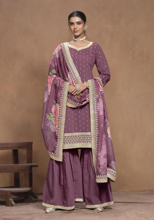 Picture of Good Looking Silk Dim Gray Straight Cut Salwar Kameez