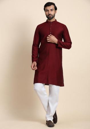 Picture of Pleasing Rayon Maroon Kurtas