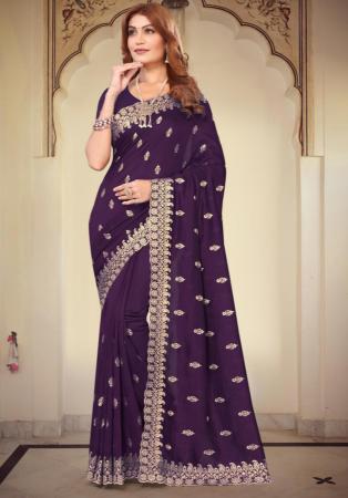 Picture of Beauteous Georgette Purple Saree