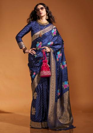 Picture of Sublime Satin & Silk Dark Slate Blue Saree