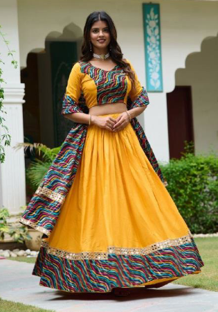 Picture of Alluring Rayon Orange Lehenga Choli