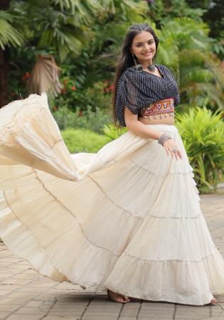 Picture of Graceful Cotton Off White Lehenga Choli