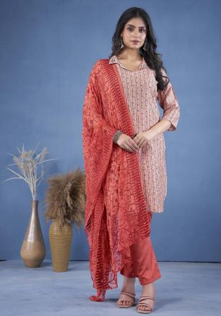 Picture of Lovely Cotton Tan Readymade Salwar Kameez