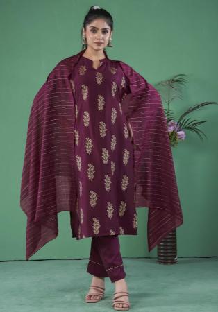 Picture of Pretty Silk Maroon Readymade Salwar Kameez