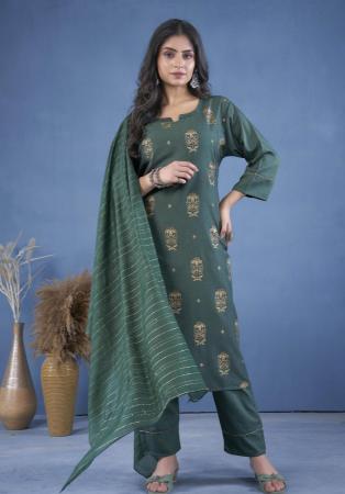 Picture of Magnificent Silk Dark Slate Grey Readymade Salwar Kameez