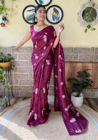 Picture of Gorgeous Georgette Fire Brick Saree