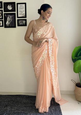 Picture of Taking Georgette Dark Salmon Saree