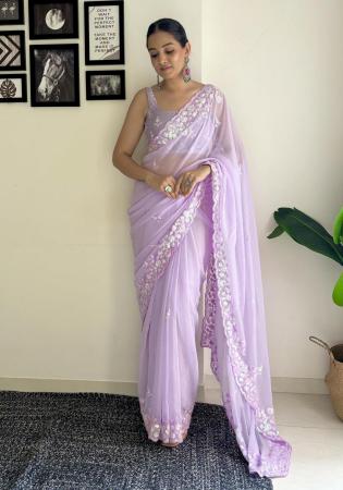 Picture of Alluring Georgette Plum Saree