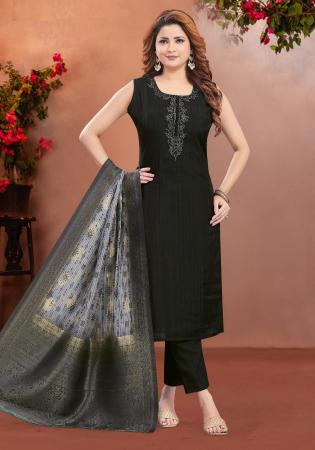 Picture of Statuesque Silk Black Readymade Salwar Kameez