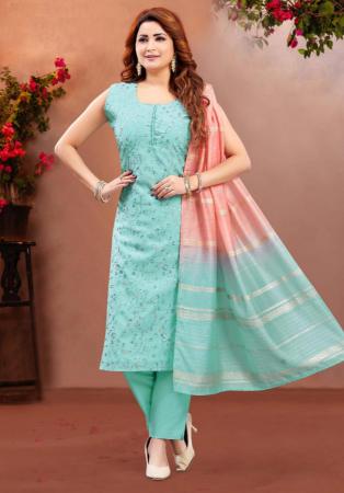 Picture of Silk Light Steel Blue Readymade Salwar Kameez