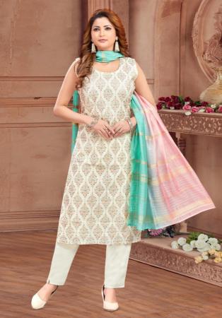 Picture of Good Looking Silk Off White Readymade Salwar Kameez