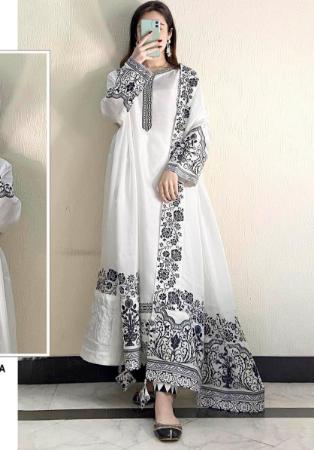 Picture of Elegant Georgette Off White Anarkali Salwar Kameez