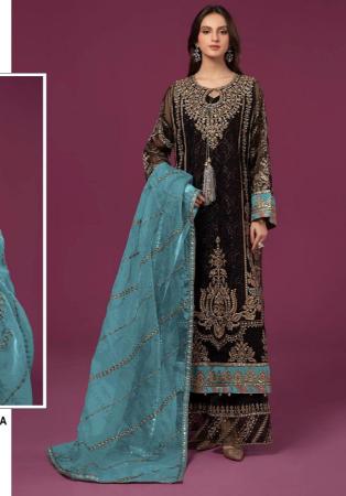 Picture of Gorgeous Georgette Black Straight Cut Salwar Kameez