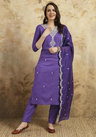 Picture of Well Formed Chiffon Slate Blue Readymade Salwar Kameez