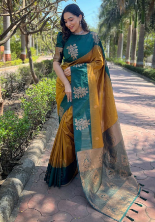 Picture of Marvelous Silk Saddle Brown Saree