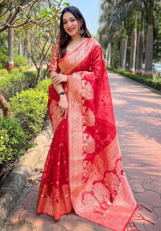 Picture of Grand Organza Dark Red Saree