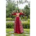 Picture of Enticing Rayon & Cotton Maroon Party Wear Gown