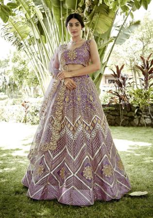 Picture of Sightly Georgette & Net Grey Lehenga Choli