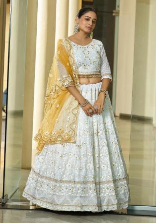 Picture of Marvelous Georgette & Net Off White Lehenga Choli