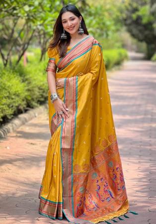 Picture of Shapely Silk Dark Golden Rod Saree