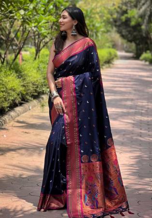 Picture of Charming Silk Midnight Blue Saree