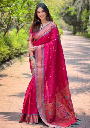 Picture of Magnificent Silk Medium Violet Red Saree