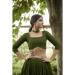 Picture of Georgette & Net Dark Olive Green Lehenga Choli