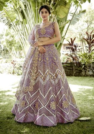 Picture of Charming Georgette & Net Rosy Brown Lehenga Choli