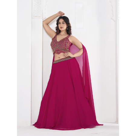 Picture of Marvelous Georgette Deep Pink Lehenga Choli