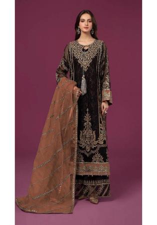 Picture of Magnificent Georgette Black Straight Cut Salwar Kameez