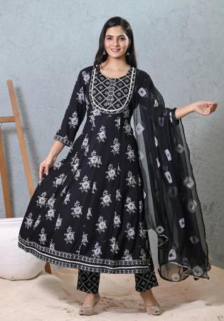 Picture of Rayon & Cotton Dark Slate Grey Readymade Salwar Kameez