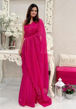 Picture of Delightful Georgette Pink Saree