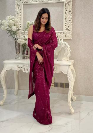 Picture of Comely Georgette Maroon Saree