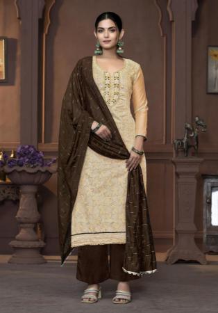 Picture of Classy Rayon Tan Straight Cut Salwar Kameez