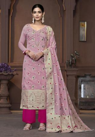 Picture of Alluring Rayon Rosy Brown Straight Cut Salwar Kameez