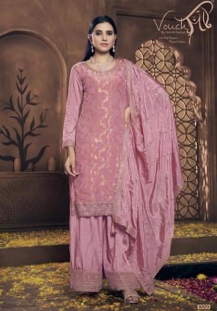 Picture of Chiffon Rosy Brown Straight Cut Salwar Kameez