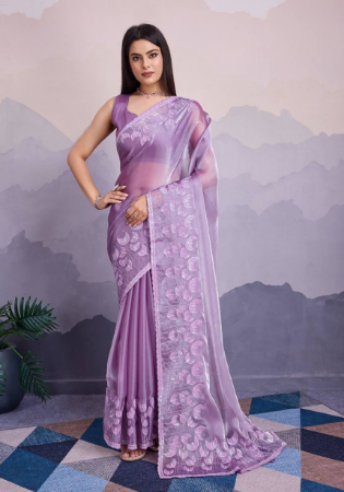 Picture of Magnificent Chiffon Light Steel Blue Saree