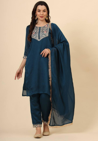 Picture of Magnificent Silk Dark Slate Grey Readymade Salwar Kameez