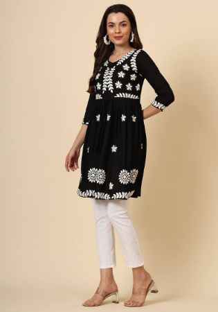 Picture of Shapely Rayon Black Kurtis & Tunic