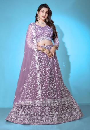 Picture of Fascinating Net Plum Lehenga Choli