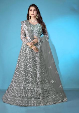 Picture of Gorgeous Net Beige Lehenga Choli