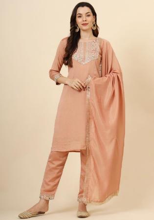 Picture of Wonderful Silk Dark Salmon Readymade Salwar Kameez