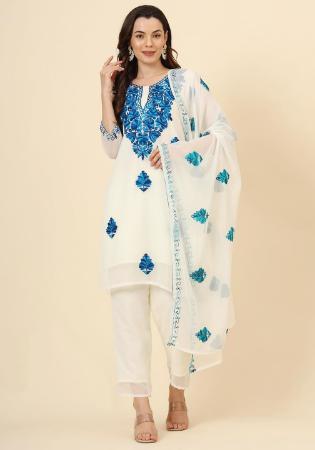 Picture of Graceful Georgette Cadet Blue Readymade Salwar Kameez