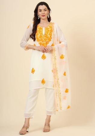 Picture of Ideal Georgette Orange Readymade Salwar Kameez