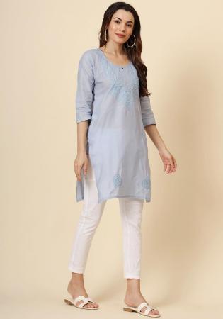 Picture of Amazing Cotton Light Steel Blue Kurtis & Tunic