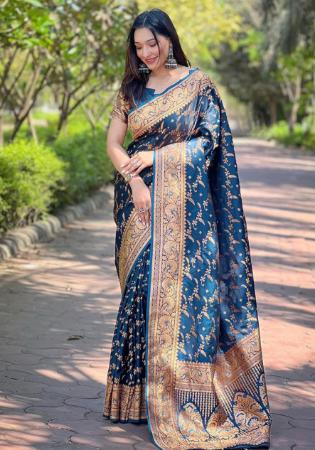 Picture of Charming Silk Midnight Blue Saree